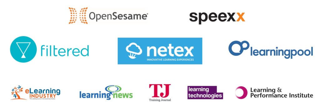 Logos of the 10 sponsors and media partners of the 2020 L&D Global Sentiment Survey